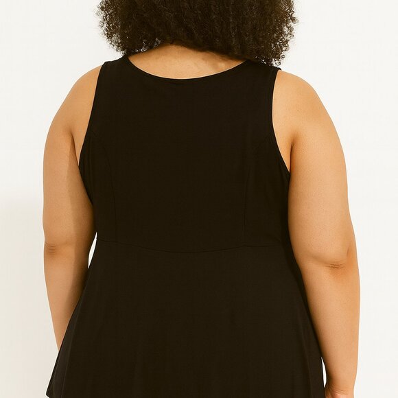 Torrid Black Sleeveless Tunic Top Size 1 Hook Front NWT - Picture 2 of 6